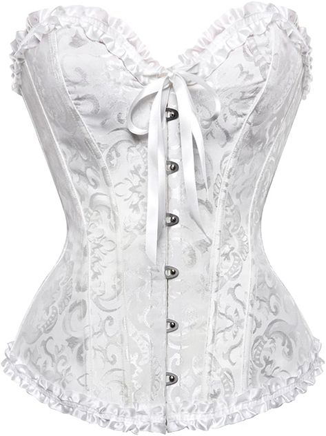 Grebrafan Corsage übergröße Klassische Brokat Korsett Korsage (EUR(36-38) L, Weiß) : Amazon.de: Fashion Fashion Corset, Bustier Lingerie, Corset Training, Belle Silhouette, Plus Size Corset, Corset Fashion, Floral Corset, Corset Bustier, Overbust Corset