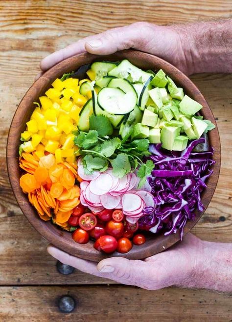 Rainbow Diet, Crunch Salad, Orange Vinaigrette, Rainbow Salad, More Veggies, Orange Salad, Lemon Vinaigrette, Rainbow Food, Eat The Rainbow