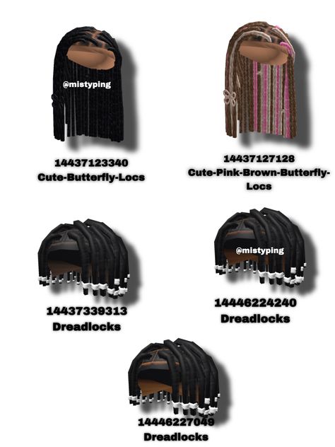 Roblox Black Hair, Brown Hair Roblox, Blocksburg Outfit Codes￼, Hair Roblox, Code Clothes, Hair Codes, Arm Workout Women, Hairstyle Names, Black Hair Roblox