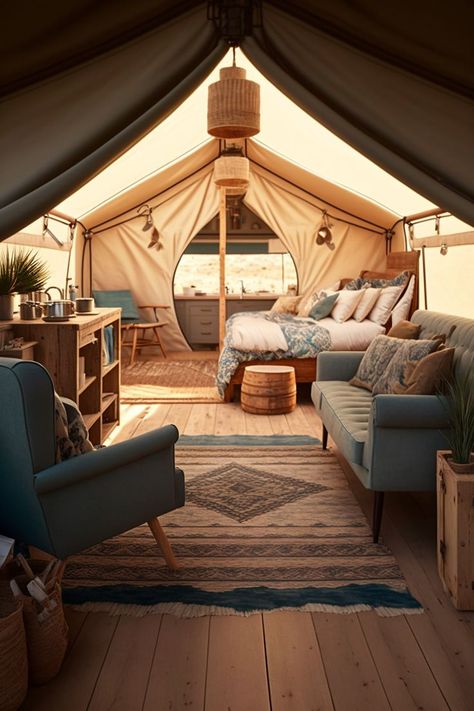 Live your best life in the great outdoors with glamping decor Queen Of The Forest, Unique Glamping, Yurt Home, Glamping Ideas, Tent Living, Road Trip Camping, Camping Set Up, Golden Valley, Off Grid Cabin