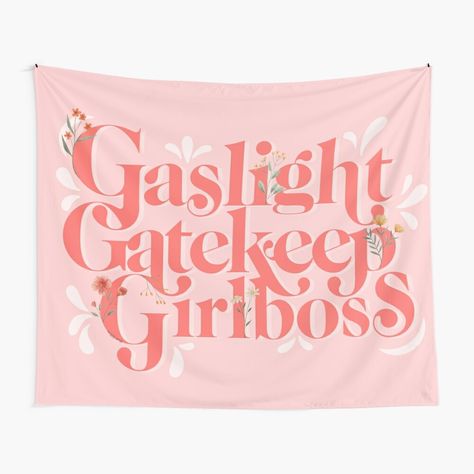 Room Wall Tapestry, Gaslight Gatekeep Girlboss, Funny Tapestry, College Dorm Decor, College Dorm Decorations, Meme Design, Wall Hanging Tapestry, Dorm Decor, Hanging Tapestry