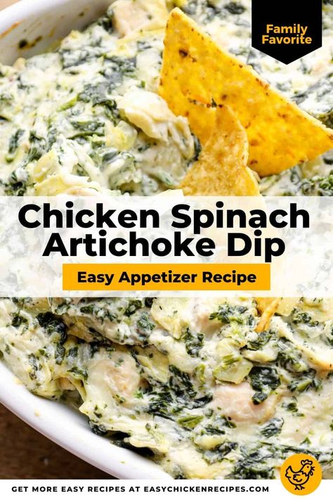 Spinach Artichoke Dip Recipe Easy, Artichoke Dip Recipe Easy, Chicken Spinach Artichoke, Spinach Artichoke Dip Easy, Spinach Artichoke Dip Recipe, Spinach Artichoke Chicken, Dip Easy, Spinach Dip Recipe, Artichoke Dip Recipe