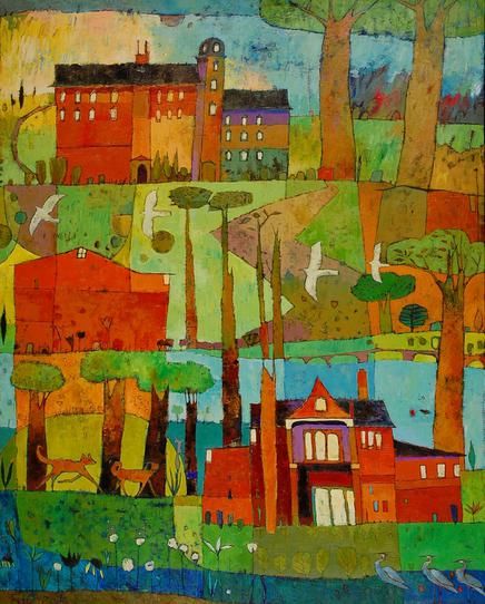 JaneFiler Jane Perkins Art, Jane Filer Art, Jane Spakowsky Art, Lady Jane Painting, Jane Jones Landscapes, Jane Filer Paintings, Naive Painting, Encaustic Art, Naive Art