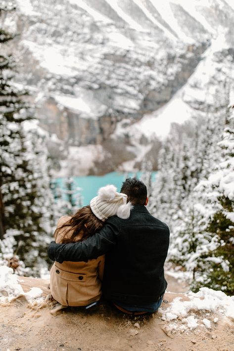 Snow Engagement Photos, Canada Christmas, Mountain Engagement Photos, Banff Canada, Moraine Lake, Mountain Engagement, Lake Louise, Christmas Movie, Banff National Park