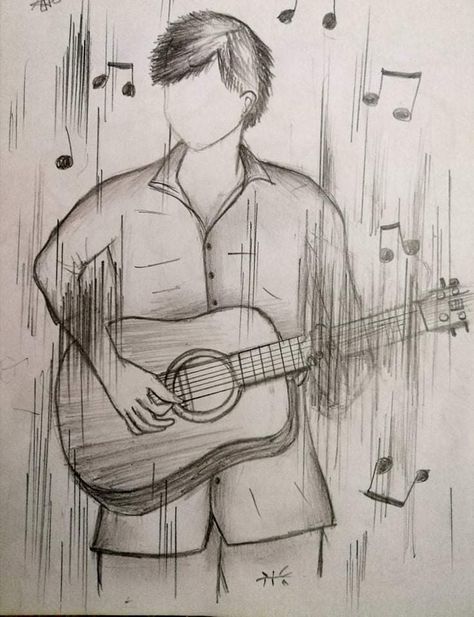 Boy with guitar art Boy Playing Guitar Drawing, Boy With Guitar Sketch, Playing Guitar Drawing, Drawing Guitar, Girl Playing Violin, Pencil Drawing Pictures, Guitar Sketch, Guitar Boy