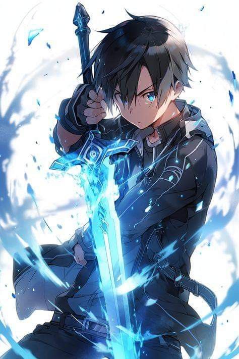 Sao Kirito And Asuna, Kirito Sao, Sao Anime, Accel World, Kirito Asuna, Cool Anime Backgrounds, Cool Swords, Cool Anime Guys, Anime Shadow