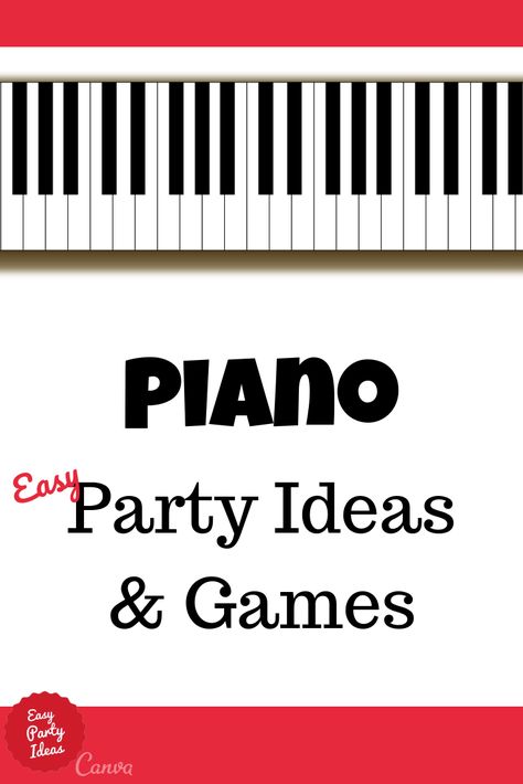 Piano Party Ideas, Dueling Pianos Party, Piano Birthday Party Ideas, Music Party Games, Piano Themed Party, Music Party Ideas, Piano Bingo Game, Fun Piano Lesson Ideas, Group Piano Games