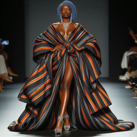 African Haute Couture, African Couture Fashion, African Queen Dress, Black And Gold Outfit Ideas, African Fashion Show, Afrofuturism Fashion, Africa Fashion Style, African Couture, Met Gala Outfits