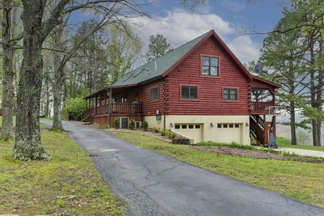 2000 Ozarks Custom Log Home For Sale W/Views on 19.7 Acres Missouri $579,999 - Country Life Dreams Log Homes For Sale, Log Cabins For Sale, Rustic Log Cabin, Life Dreams, Fireplace Logs, Cabins For Sale, Rock Fireplaces, Barn Style House, Log Home