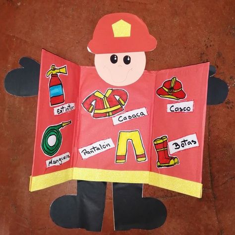 Firefighter Community Helper Preschool, Firefighter Activity, Kindergarten Science Projects, Fire Safety Preschool Crafts, Fireman Crafts, Community Helpers Preschool Crafts, Fire Safety Preschool, Firefighter Crafts, Flower Crafts Kids