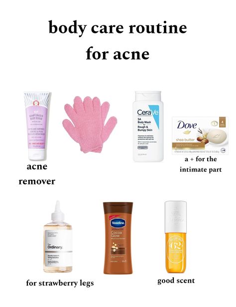 ୨୧⋆·˚ ༘ * Body Acne Body Wash, Best Soap For Body Acne, Full Body Routine Skincare, Body Acne Skincare Routine, Shower Routine For Body Acne, Body Acne Routine, Body Acne How To Get Rid Of, Body Acne Products, Bodycare Routines