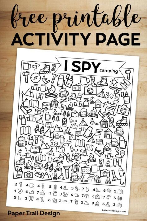 Free Printable I Spy Camping Kids Activity. Road trip game or boredom buster for rainy day or summer boredom kids activity. #papertraildesign #boredombuster #Ispy #ispyprintable #ispygame #roadtrip #roadtripgames #boredombuster Camping Ideas For Couples, Camping Kids, Camping Classroom, Camping Activities For Kids, Summer Boredom, Tenda Camping, Free Activities For Kids, Photography Outfits, Free Printable Activities