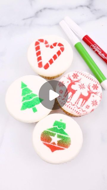 Edible Markers, Easy Christmas Cake Recipe, Baking Shop, Sweet Sugarbelle, Holiday Cupcakes, Christmas Cake Recipes, Cookie Stencils, Nordic Christmas, Bake Shop