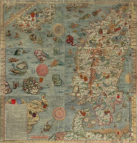 Edited from a map called the Carta Marina, made by Olaus Magnus in ~1530. Bottom line, it’s full of dope sea monsters, since they weren’t afraid to show the truth back in the day. • Millions of unique designs by independent artists. Find your thing. Perseus And Andromeda, Slave Ships, St George And The Dragon, Whale Species, Sea Map, Ship In A Bottle, Wood Gallery Frames, Maritime Art, Dragon Images