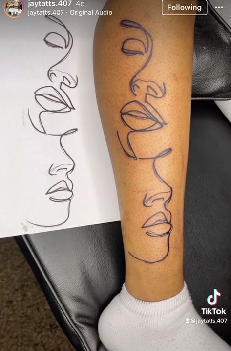 Mmv 2005 Tattoo, Tattoo Ideas Female Leg Calves, Line Art Tattoos Black Women, No Shade Tattoos, Tattoos For Black Women Skin, Words Down Leg Tattoo, Afrocentric Tattoos For Women, Tattoos Ideas Female, She Is Art Tattoo