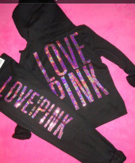 Pink sequin jogging suit / Victoria secret Lazy Clothes, Mcbling Fashion, Birthday Vibes, Pink Outfits Victoria Secret, I Love Pink, Pink Clothes, College Dorms, Victoria Secret Outfits, Idea Style