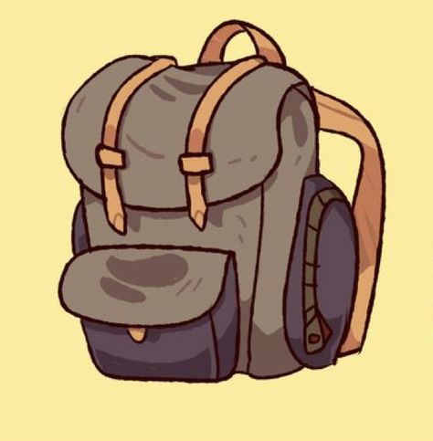 Backpack Art Reference, Backpack Sketch Drawing, Backpack Drawing Ideas, Anime Backpack Drawing, Open Backpack Drawing, Backpack Pose Reference Drawing, Cartoon Backpack Drawing, Satchel Drawing, Backpack Drawing Reference