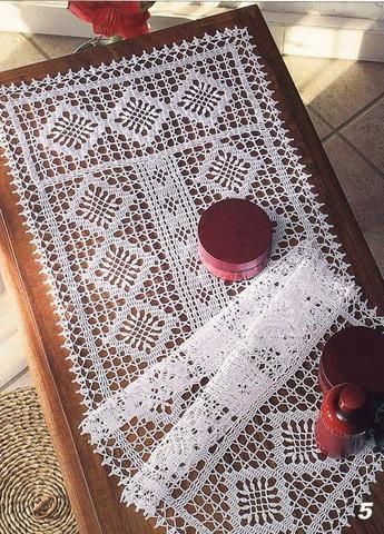 cool Free Crochet Table Runner Patterns                                                                                                                                                      More Crochet Table Topper, Crochet Table Runner Pattern, Fillet Crochet, Crochet Table, Crochet Business, Crochet Table Runner, Crochet Buttons, Table Runner Pattern, Crochet Doily Patterns