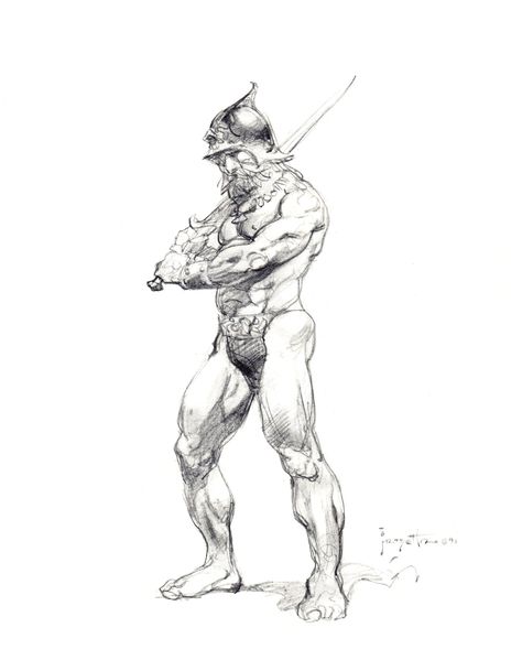 Frazetta Sketch, Frank Frazetta Art, Frazetta Art, Human Figure Sketches, Sketch Poses, Frank Frazetta, Figure Sketching, Gesture Drawing, Cool Sketches