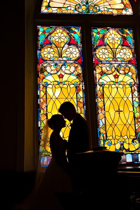 Stained glass church window Simple Alter Decorations, Stained Glass Photoshoot, Catholic Church Wedding Photos, Wedding Stained Glass Ideas, Stained Glass Wedding Decor, Stained Glass Photography, Stained Glass Church Windows, Stained Glass Wedding, Beautiful Church Wedding