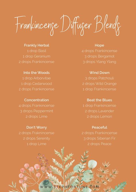 Frankincense Essential Oil Diffuser Blends, Diffuser Blends Frankincense, Doterra Frankincense Diffuser Blends, Frankinsence Diffuser Blend, Frankensence Oil Blends, Helichrysum Essential Oil Blends, Frankincense Essential Oil Recipe, Frankincense Oil Blends, Frankensence Oil Diffuser Blends