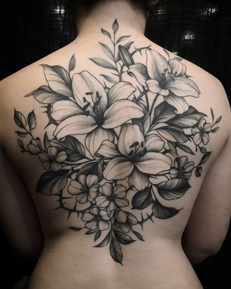 Large Back Tattoo Cover Up Ideas For Women, Complete Back Tattoo Women, Flower Garden Back Tattoo, Large Floral Back Tattoo Women, Full Back Flower Tattoo Women, Garden Tattoo Back, Full Back Floral Tattoo, Full Back Piece Tattoos For Women Floral, Large Floral Back Tattoo