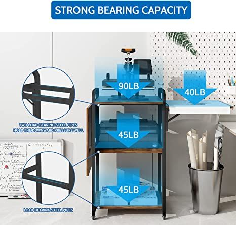 3 Tier Movable Heat Press Tbale Foldable Heat Transfer Machine Stand Heavy Duty Rolling Workbench with Folding Table for DIY Sublimation Transfer Machine Metal Shelf Storage Organization Heat Press Cart, Heat Press Table Ideas, Heat Press Stand, Heat Press Table, Rolling Workbench, Press Table, Industrial Wheels, Cricket Crafts, Diy Sublimation