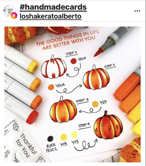 Copic Pumpkin Colors, Coloring Pumpkins With Markers, Ohuhu Marker Tutorials, Coloring With Markers Tips, How To Use Markers To Color, Copic Color Combos, Copic Coloring Tutorials, Marker Coloring Techniques, Coloring With Alcohol Markers