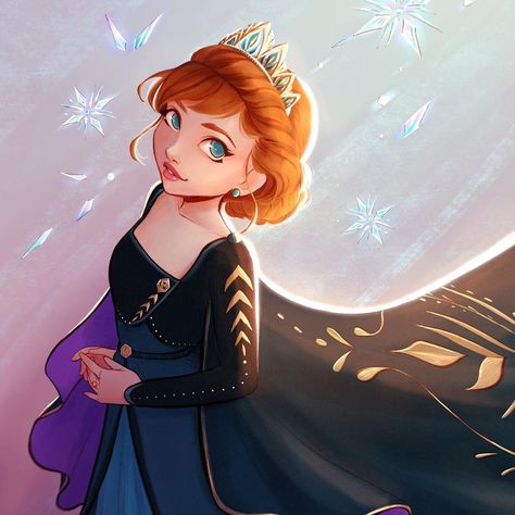 Raquel Martínez shared a post on Instagram: “And here is Queen Anna. I really love her design as queen. She’s so majestic! The couple is done!…” • Follow their account to see 383 posts. Anna Fanart, Disney Character Art, Frozen Art, Anna Disney, Desenhos Gravity Falls, Frozen Characters, Disney Kingdom, Disney Princess Fan Art, Karakter Disney