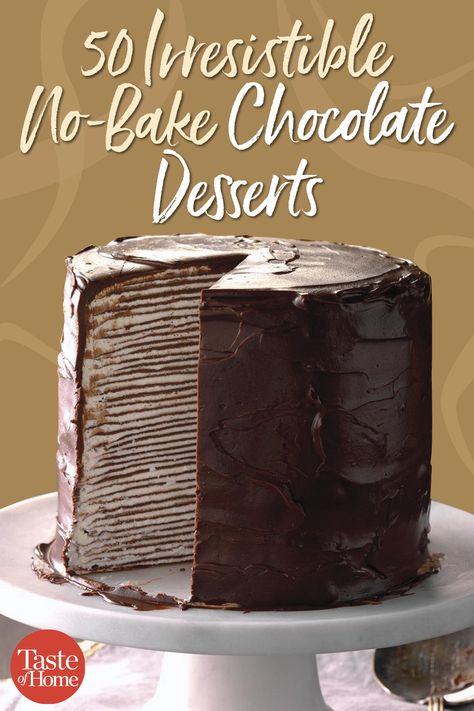 50 Irresistible No-Bake Chocolate Desserts Cake Not Too Sweet, Amazing Chocolate Desserts, Best Dessert Recipes Fancy, Over The Top Desserts, Fancy Chocolate Desserts, Quick Chocolate Desserts, Fancy Dessert Recipes, Fancy Chocolate Cake, Unusual Desserts