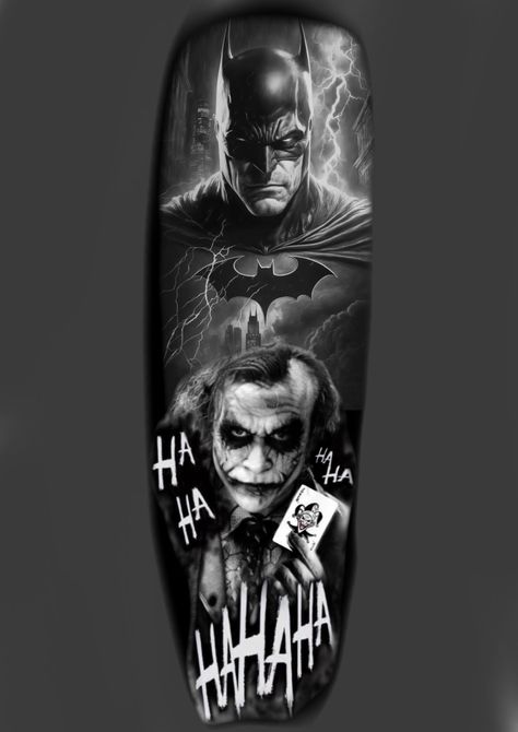 Batman Joker Tattoo Design, Calf Tattoo Men Ideas, Batman Sleeve Tattoo, Batman Realistic, Batman And Joker Tattoo, Batman Tattoo For Men, Heath Ledger Tattoo, Batman Tattoo Design, Batman Tattoo Ideas