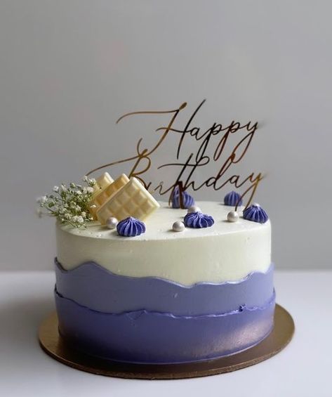 Simple Girly Cake, Simple Floral Cake Design, Cake Ideas Engagement, Cute Purple Cake, Blueberry Cake Design, Cat Cupcake Cake, Blueberry Cake Decoration, Simple Aesthetic Birthday Cakes, Aesthetic Cakes Birthday