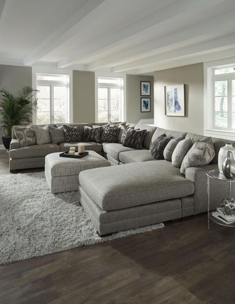 Luxury Living Room Couch Sofas, Modern Luxury Couch, Big Living Room Couch, Big Living Room Furniture, Sectional Large Living Room, Living Sectional Room Ideas, Living Room Decor Sofas, Unique Sectional Sofa, Big L Shaped Couch