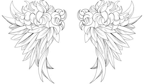 Puffy Angel Wings Wings With Flowers Tattoo, Small Angel Wing Tattoo, Fallen Angel Tattoo, Guardian Angel Tattoo, Angel Wings Drawing, Leaf Wings, Decal Svg, Wing Tattoo Designs, Wings Drawing