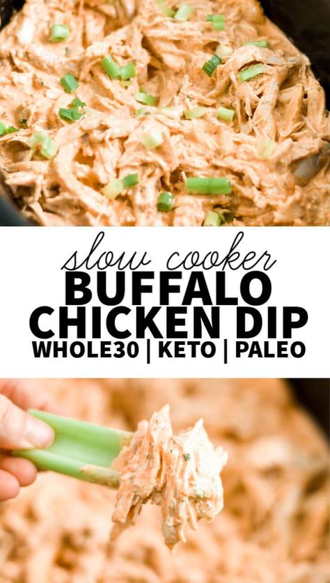 Crock pot healthy buffalo chicken dip is a clean eating, creamy dip that’s great for every party, especially the Super Bowl! This recipe is paleo, dairy free and whole30 approved. It’s made with no cream cheese and homemade ranch spices. Throw everything in the crock pot for an easy and healthy appetizer. Crock Pot Healthy, Healthy Buffalo Chicken Dip, Buffalo Chicken Dip Crock Pot, Paleo Appetizers, Chicken Dip Recipe, Buffalo Chicken Dip Recipe, Healthy Appetizer, Healthy Buffalo Chicken, Creamy Dip