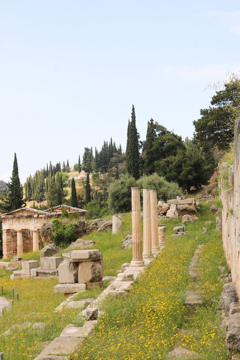 Delphi Greece Aesthetic, Collecting Aesthetic, Ambrose Aesthetic, Greece Delphi, Greece Ruins, Lesbos Greece, Greece Aesthetics, Greece Girl, Piraeus Greece