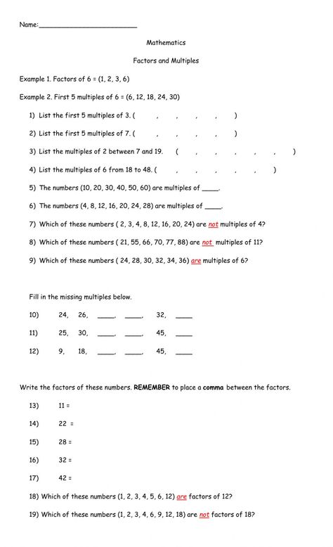 Factors and multiples online worksheet for Grade 4. You can do the exercises online or download the worksheet as pdf. Factors And Multiples Worksheet, Multiples Worksheet, Class 4 Maths, Grade 5 Math Worksheets, Number Sense Worksheets, Math Fact Worksheets, Letter Recognition Worksheets, Factors And Multiples, Back To School Worksheets