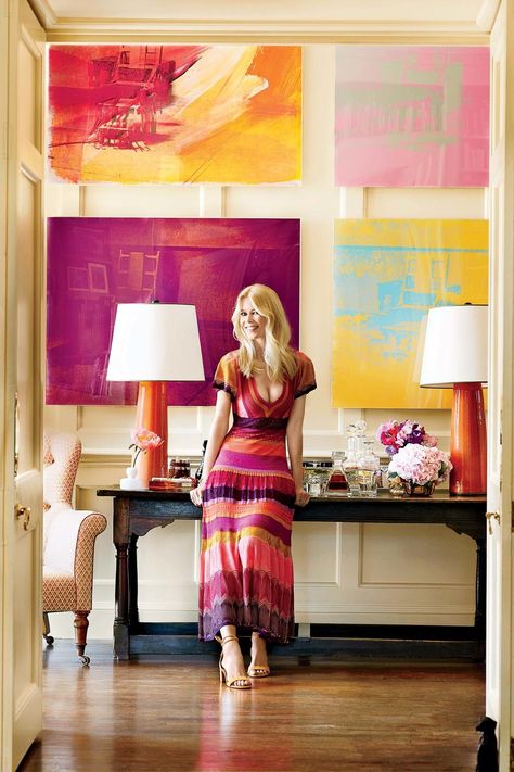 Inside Claudia Schiffer's English mansion - Vogue Australia Old World Interiors, Celebrity Interior Design, Large Modern Wall Art, Oversized Art, Vogue Living, Bold Art, Claudia Schiffer, Vogue Australia, Celebrity Houses