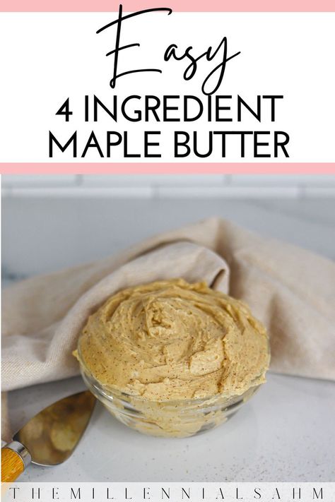 With only 4 ingredients, this easy maple butter recipe is delicious, decadent, and only takes a couple of minutes to prepare. Maple Butter Recipe, Maple Peanut Butter, Sweet Sauce Recipes, Pinterest Kitchen, Butter Recipes Homemade, Flavored Butters, Maple Recipes, Sweet Sauces, Sauces Recipes