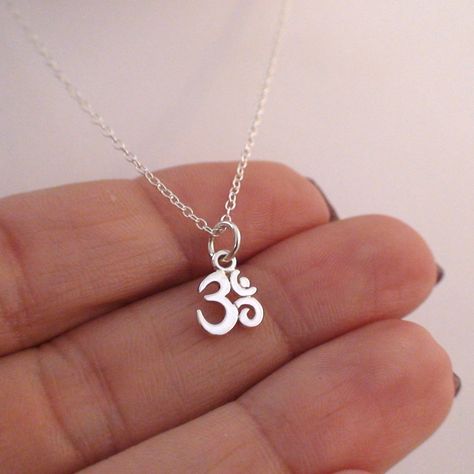 FashionJunkie4Life - Sterling Silver Tiny Ohm Necklace Ohm Necklace, Hindu Jewelry, Ohm Pendant, Kid Pendant, Om Necklace, Namaste Yoga, Om Symbol, Tiny Charm, Tassel Jewelry