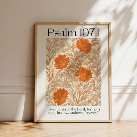 Scripture Art Canvas, Psalm 107, Uplifting Scripture, Modern Christian Art, Morris Print, Christian Artwork, Beautiful Bible Verses, Scripture Wall, Downloadable Prints