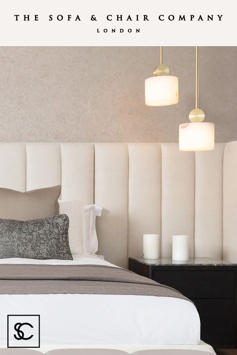 Bed Back Wall, Principle Bedroom, Bedroom Lamps Design, Fluted Headboard, Hotel Headboard, Designs For Bedrooms, Hotel Style Bedroom, Hotel Bedroom Design, Cushion Bed