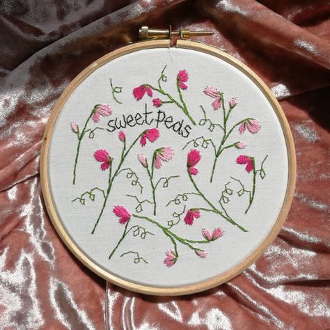 Sweet Pea Embroidery, Eco Craft, Eco Crafts, Cross Eyed, Sweet Pea Flowers, Diy Embroidery Kit, Flower Collection, Pea Flower, Hand Embroidery Projects