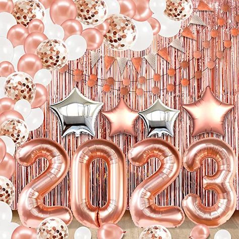 Big, Happy New Year Decorations 2023 - Pack of 127, Rose Gold 2023 Balloons Arch | Rose Gold Fringe, Star Balloon https://amzn.to/3PfhwhO #newyear #newyou #christmas #nails #holidayseason #holiday #giftguide #stockingstuffers #christmaslights #christmastree #reindeer #decorations #centerpiece #present #basics #family #bodycon #bodysuit #lululemon #winter #hair #style #health #healthylifestyle #gifts #home #blankets #homedecor #2023 Gold Graduation Decorations, Balloons Rose Gold, Streamer Party Decorations, Nye Decorations, Backyard Graduation Party, Gold Graduation Party, Rose Gold Ribbon, Graduation Party Planning, Rose Gold Paper