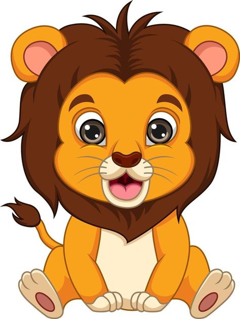 lindo, bebé, león, caricatura, sentado Lion Clipart, Safari Kids, Lion Vector, Lion Drawing, Fabric Painting Techniques, Baby Leopard, Happy Cartoon, Cute Lion, Animal Cute