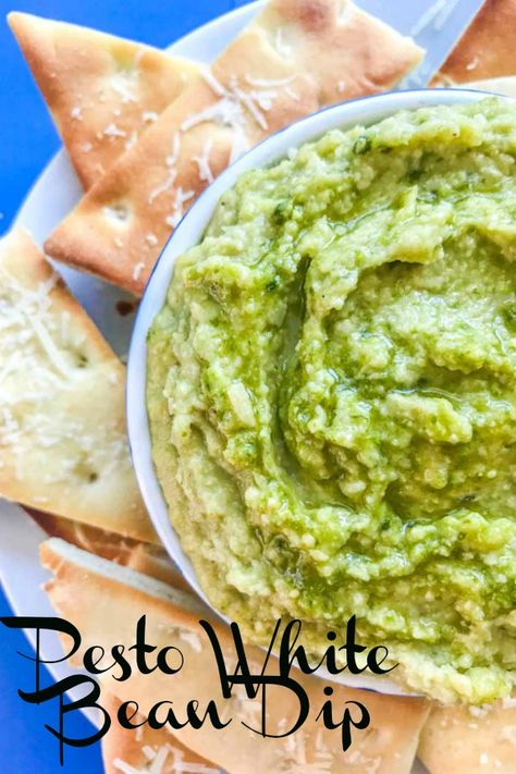 White Bean Pesto Dip, Pesto Dip Recipe, Pesto Dip Appetizer, Pesto White Bean, Vegetarian Dips, White Bean Dip Recipe, Italian Dip, Bean Dip Recipe, Tailgating Food