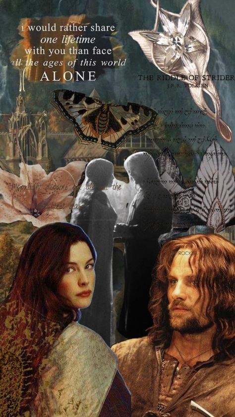 Aragorn And Arwen Wallpaper, Arwen Aragorn, Arwen And Aragorn, Lotr Aesthetic, Fantasy Core, Aragorn And Arwen, Elven Princess, Hobbit Art, Rings Aesthetic