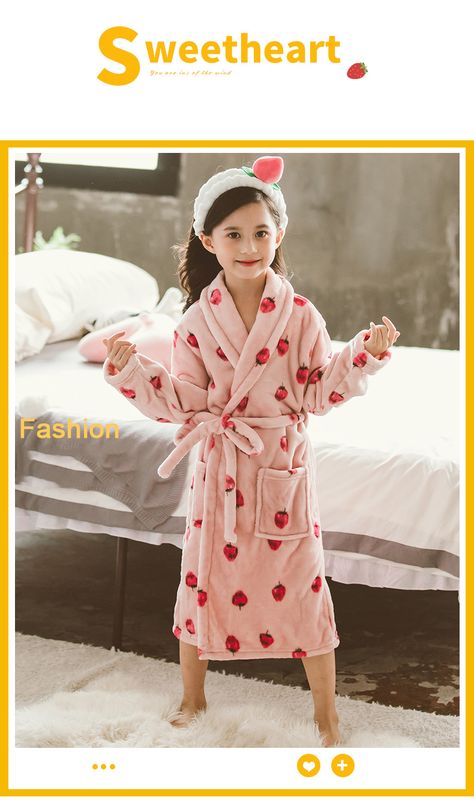 Flannel Girl, Blue Ice Cream, Ice Cream Pink, Flannel Robe, Pink Ice Cream, Kids Flannel, Girls Flannel, Girls Robes, Children's Day Gift