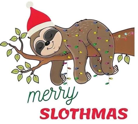 Sloth Christmas Card, Sloth Drawings, Sloth Pictures, Xmas Watercolor, Sloth Party, Sloth Tattoo, Sloth Animal, Christmas Lights Wallpaper, Sloth Life