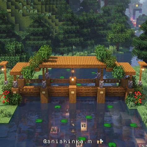 Minecraft Quest Board, Minecraft Easy Bridge, Cute Minecraft Bridge Cottage Core, Minecraft Bridge Ideas Cottagecore Long, Asian Bridge Minecraft, Huge Bridge Minecraft, Minecraft Glass Bridge, Minecraft Cottage Core Bridge, Fairy Cottage Core Minecraft Builds